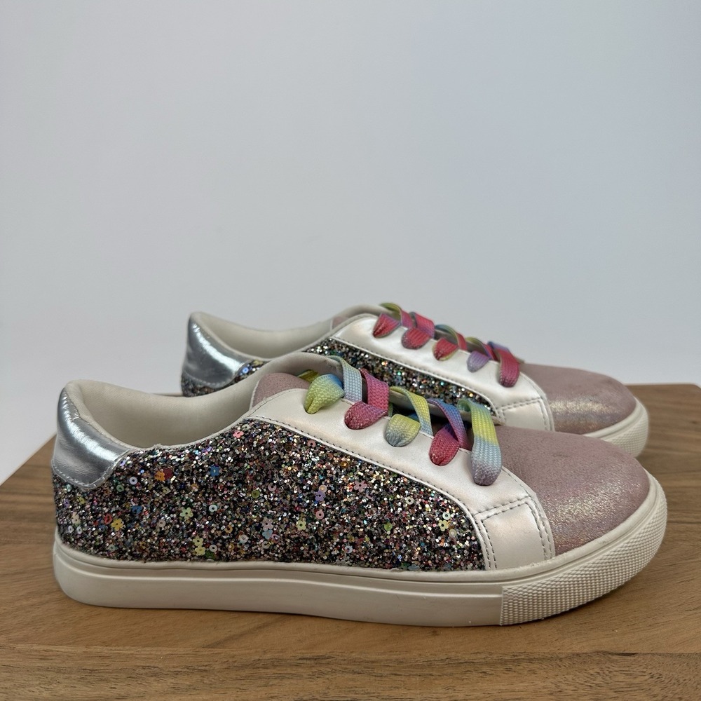 Big Kids Girls Steve Madden Ricky PInk Glitter Sequin Casual Sneakers Size 5 Y